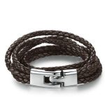 Pletený náramok zo šiestich kože, hnedý