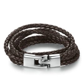 Pletený náramok zo šiestich kože, hnedý