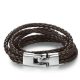 Pletený náramok zo šiestich kože, hnedý