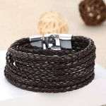 Pletený náramok zo šiestich kože, hnedý