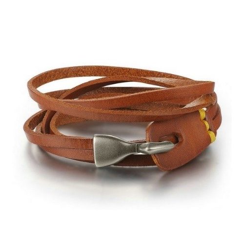 Sedlový kožený náramok, hnedý
