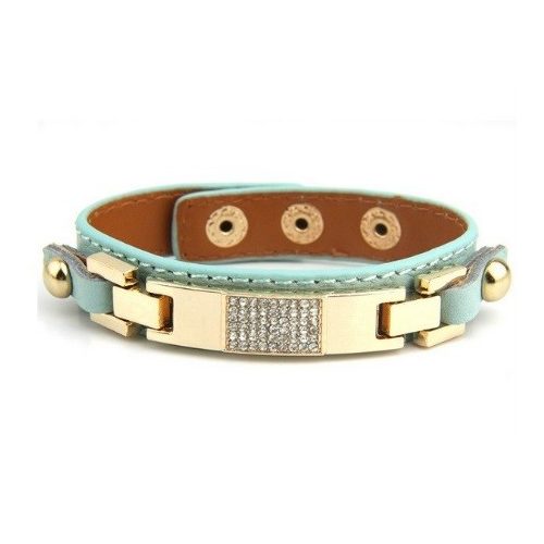 Kožený náramok zlatej farby, modrý