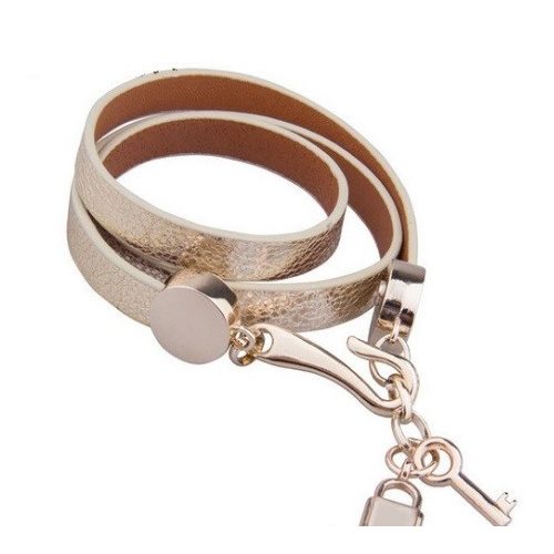 Trojitý kožený náramok, zlatý