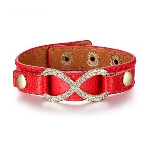 Krištáľový kožený náramok