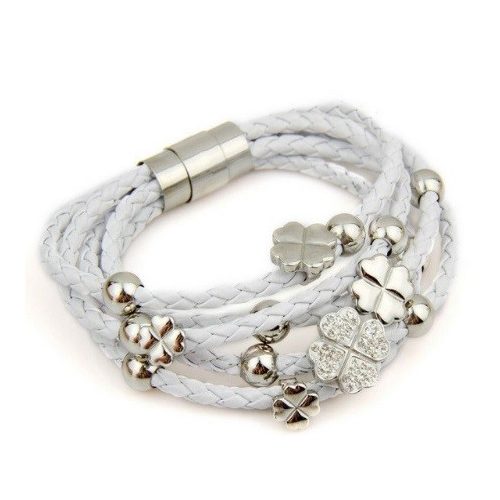 Náramok s ďatelinovým vzorom, biela