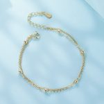 Ezüst karkötő dupla lánccal aranyszínben