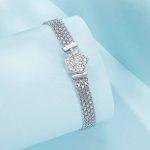 Ezüst karkötő rózsával és kristályokkal, 19 cm