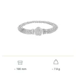 Ezüst karkötő rózsával és kristályokkal, 19 cm