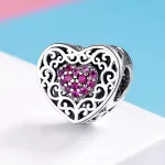 Ezüst charm lila kristállyal
