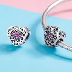 Ezüst charm lila kristállyal