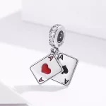 Ezüst charm, kártyalapok