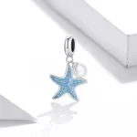 Ezüst charm, tengeri csillag gyönggyel