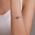 Ezüst charm (925), szív vintage stílusban