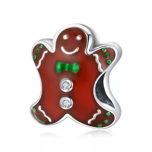 Ezüst charm, mézeskalács-figura