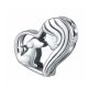 Ezüst charm, szív kutyával