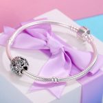 Ezüst charm (925), gyöngy pillangóval