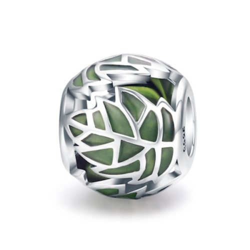 Ezüst charm levélmintával