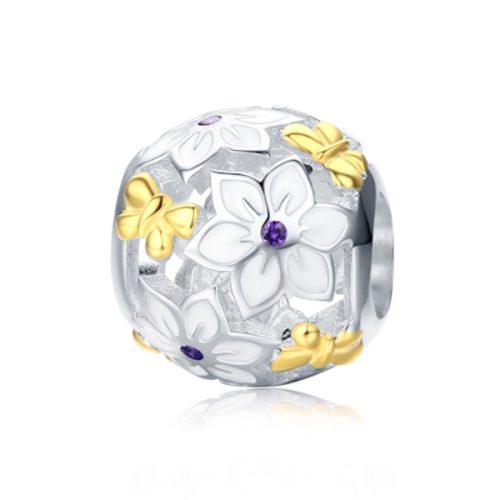 Ezüst charm virágokkal