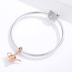 Ezüst charm, teáskanna, rózsaarany