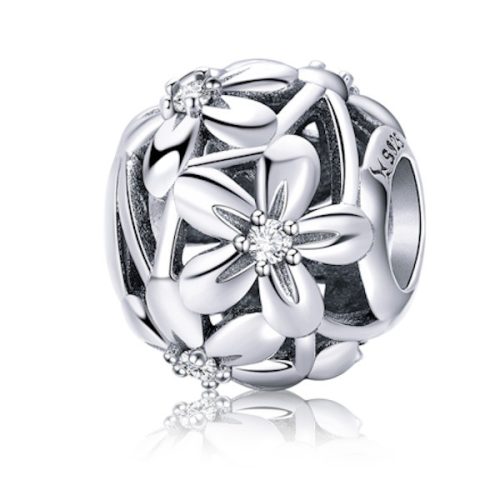 Ezüst charm, virág