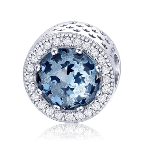 Ezüst charm csillagokkal, kék