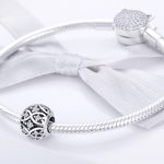 Ezüst charm, áttört gyöngy