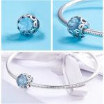 Ezüst charm (925), gyöngy kék kristállyal