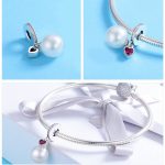 Ezüst charm (925), gyöngy szívvel