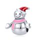 Ezüst charm, hóember piros sapkával