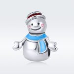 Ezüst charm, hóember kék sállal