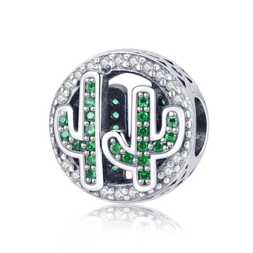 Ezüst charm, kaktusz