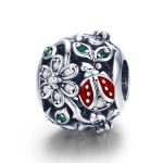 Ezüst charm (925) katicával és virággal