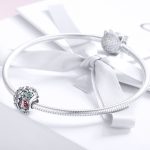 Ezüst charm (925) katicával és virággal