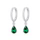 Ezüst fülbevaló csepp alakú kristállyal, zöld