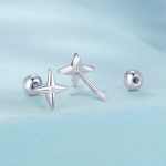 Ezüst fülbevaló, csillag