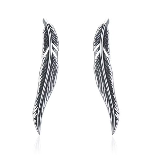 Ezüst fülbevaló,, madártoll