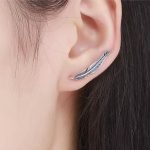 Ezüst fülbevaló,, madártoll