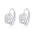 Ezüst fülbevaló, rózsa