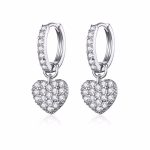 Ezüst fülbevaló kristályos szívvel