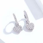 Ezüst fülbevaló kristályos szívvel