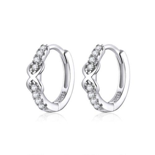 Ezüst karika-fülbevaló a végtelen jelével