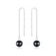 Ezüst fülbevaló achátgyönggyel, fekete