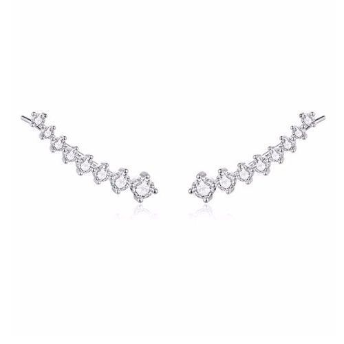 Ezüst fülbevaló ragyogó kristályokkal