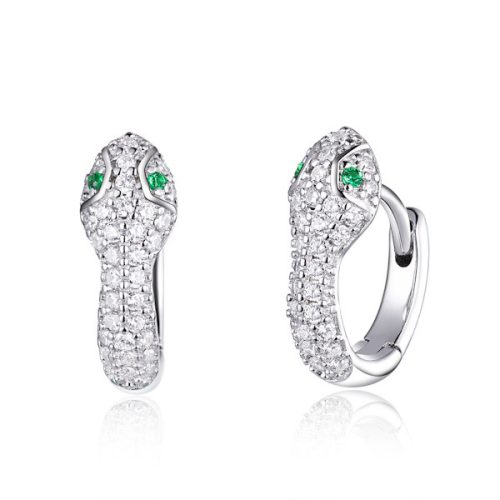 Ezüst fülbevaló, kígyó