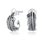 Ezüst fülbevaló, madártoll