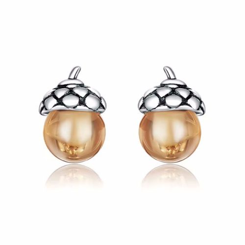 Ezüst fülbevaló, makk