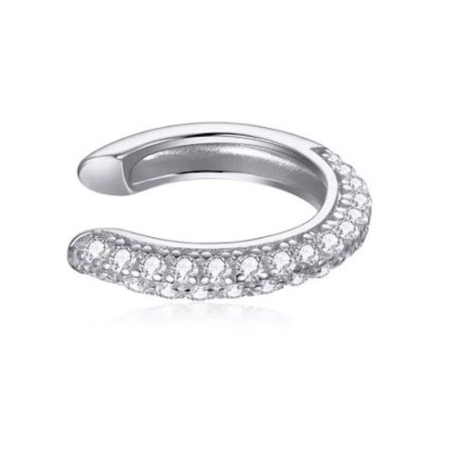 Ezüst fülklipsz kristályokkal ezüstszínben