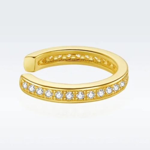 Ezüst fülklipsz kristállyal, aranyszínű