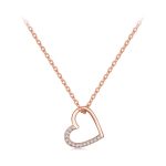 Ezüst női nyaklánc kristályos szívmedállal, rózsaarany színben