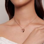 Ezüst női nyaklánc, panda szívvel, rózsaarany